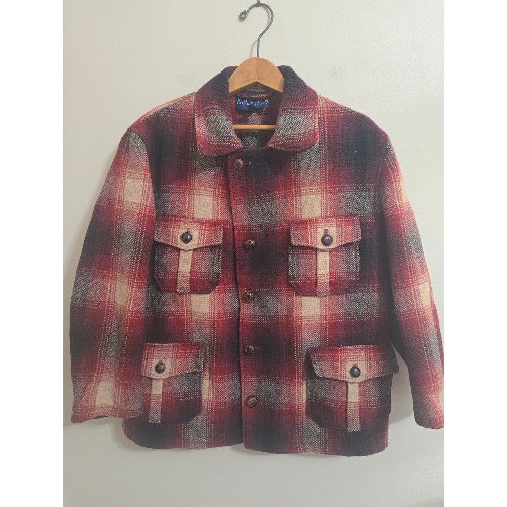 Vintage 90s Ralph Lauren Plaid Wool Hunting Jacket Coat Made in USA ILGWU Size 8